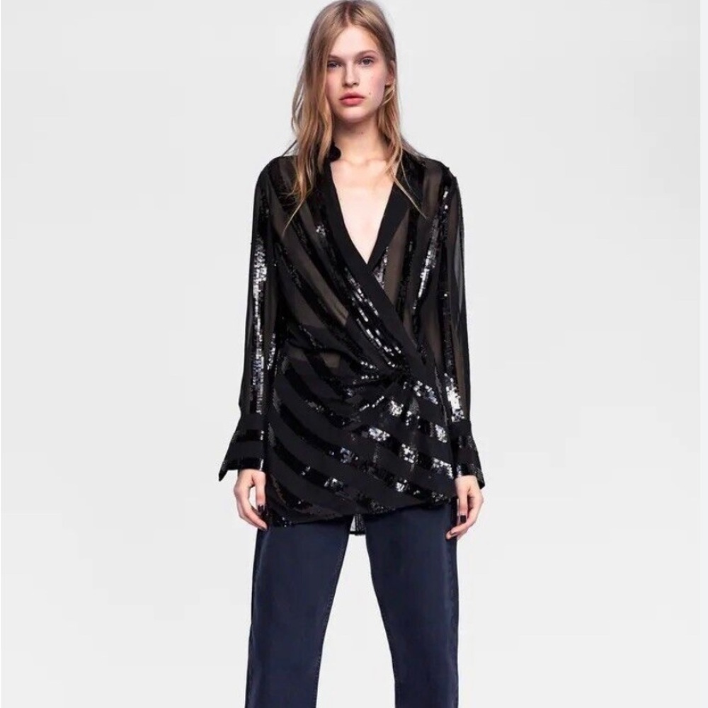 Zara Medium Sequence Tunic blouse NWT​